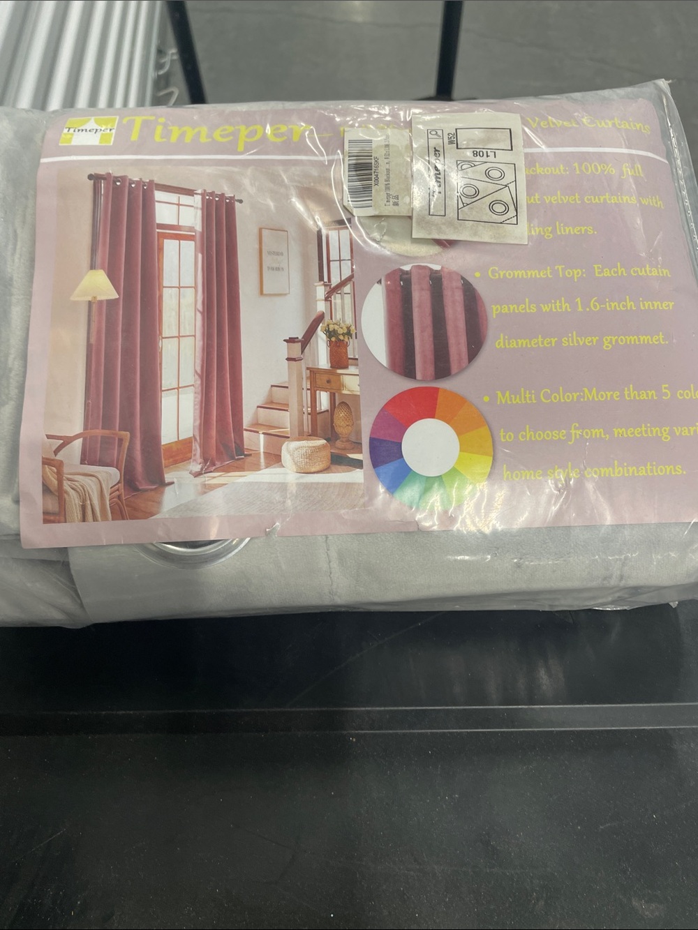 New Timeper Velvet Curtain 2 Full Blackout Panel in Light Gray